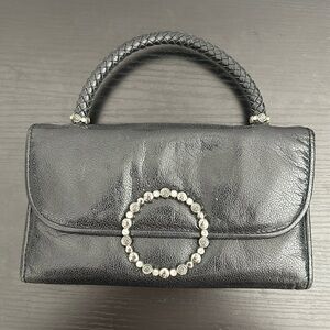 Brighton Black Leather Trifold Wallet Clutch Purse Minibag